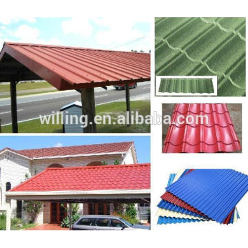Lençóis de telhados metálicos coloridos, telhados coloridos